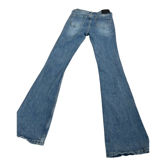 Austin Landing Women's Gothic Embroidered Crosses Flare Leg Blue Jeans Y2K Sz 1 - Picture 5 of 12